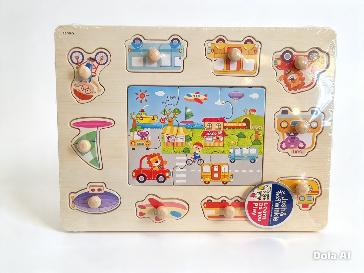 3 Pack Kids Wooden Puzzle Toys, Educational Toys. Letter Numbers Vehicles 3 +