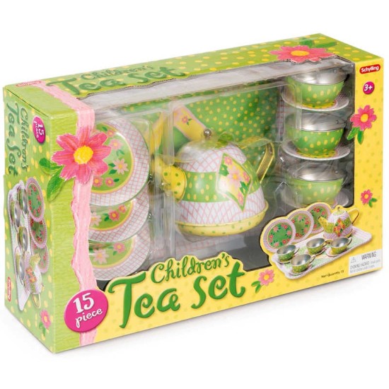Childrens 15 Piece Play Tea Set, Green. By Schylling