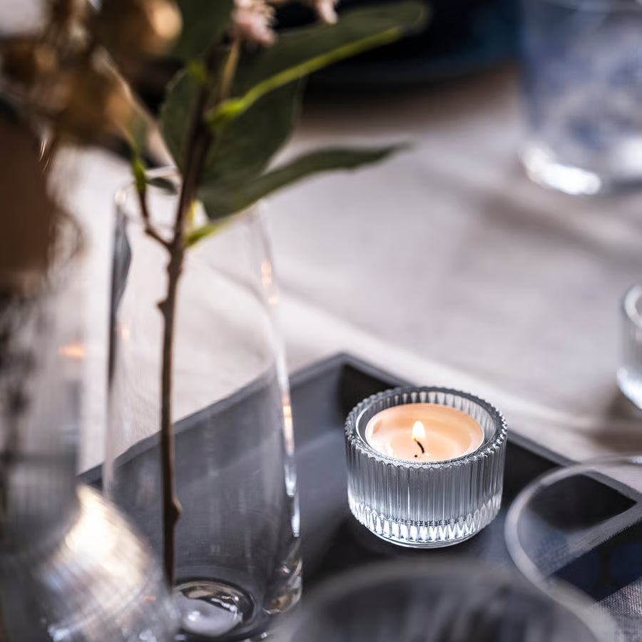 Pack of 8 Tealight holder, clear glass, 3.5 cm. FINSMAK Ikea