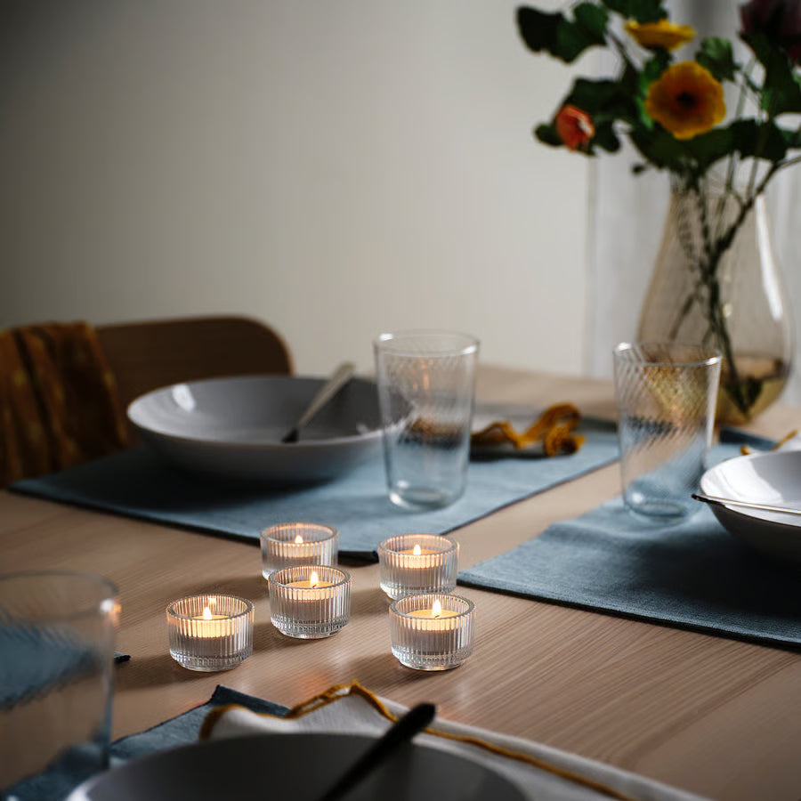 Pack of 8 Tealight holder, clear glass, 3.5 cm. FINSMAK Ikea
