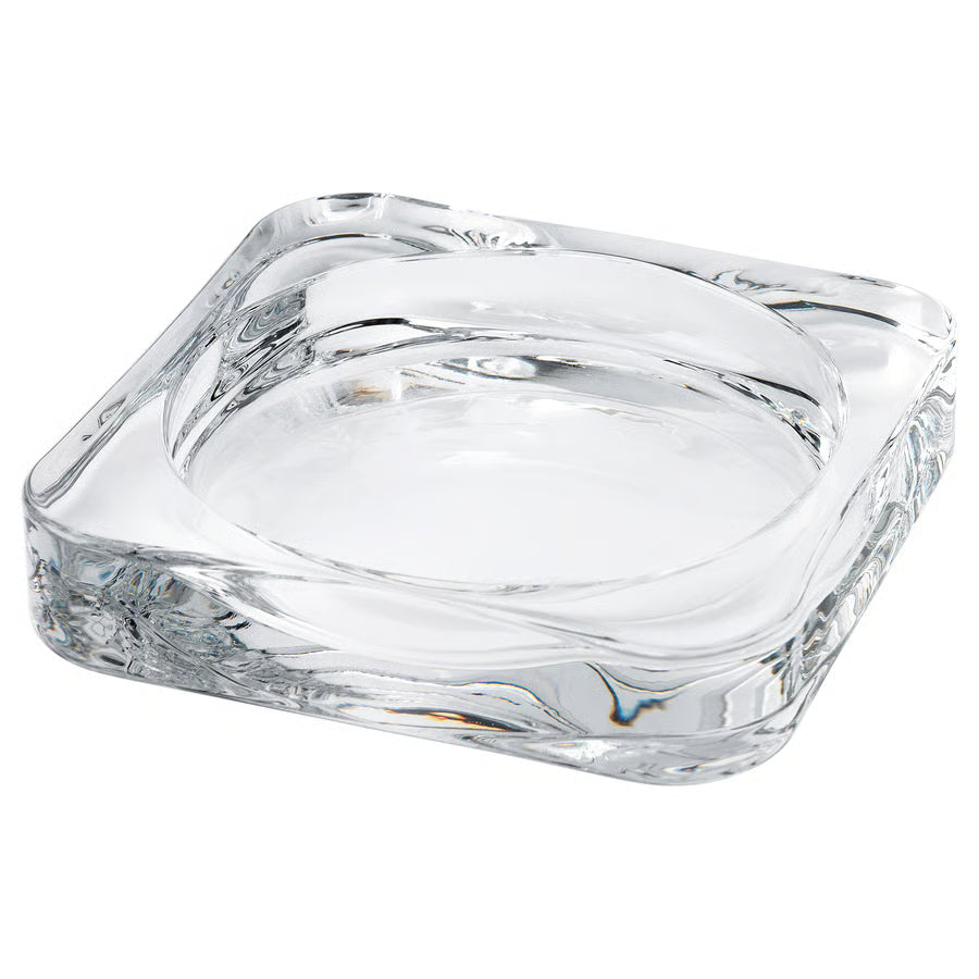 2 Pack Candle dish, clear glass, 10x10 cm. Ikea