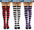 Chalier Cozy 3 Pairs Women's Striped Thigh High Socks Knee High Stockings