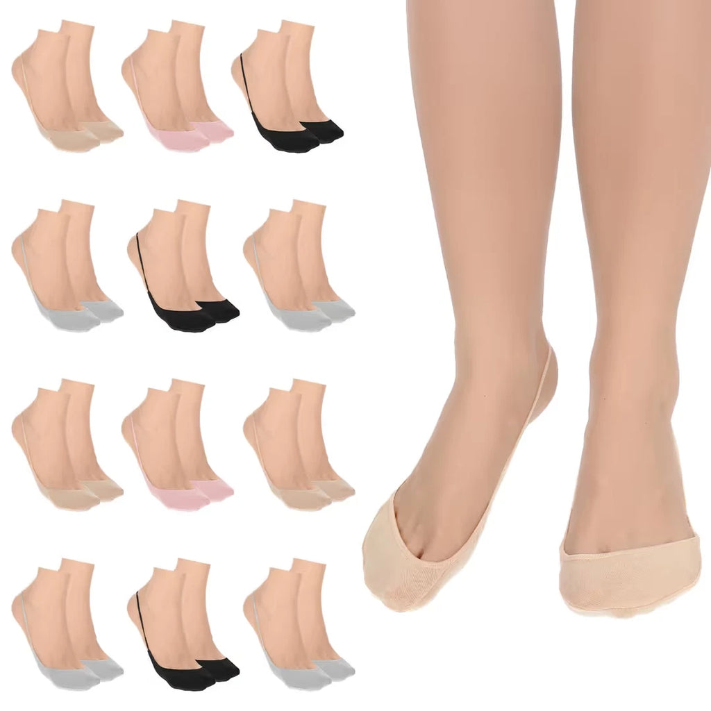 12 Pairs Half Socks Invisible Non-Slip Seamless for High Heels. Various Colour