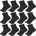 12 Pairs Kids Cotton Athletic Ankle Socks Good Quality for Boys and Girls Black