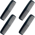 Duralon 4 Pack Professional Pocket Hair Grooming Combs Black 6" (15cm)