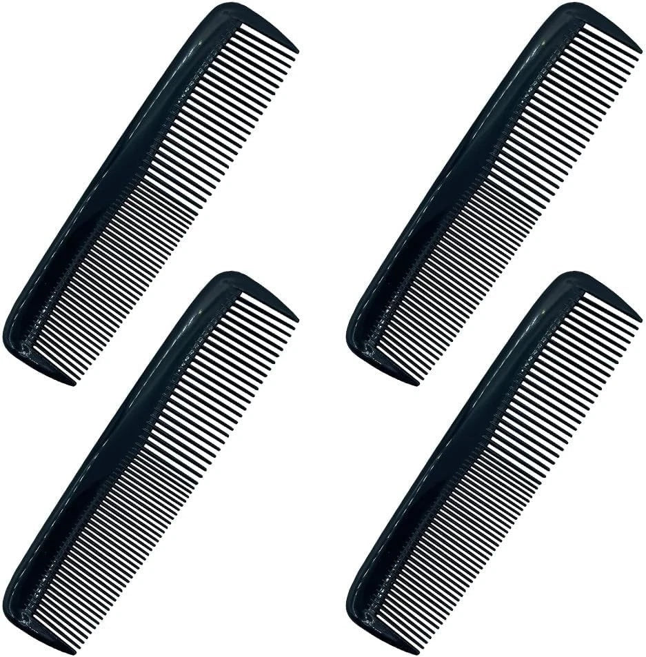 Duralon 4 Pack Professional Pocket Hair Grooming Combs Black 6" (15cm)