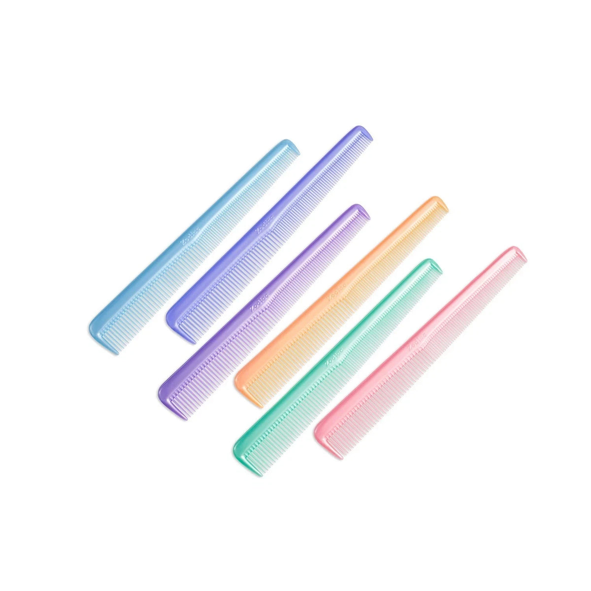 Duralon6 Pack Professional Thin Barber Hair Grooming Combs 7" (18cm) Pastel Colours
