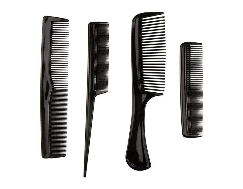 4 Pack Stylish Hairdresser Combs Black