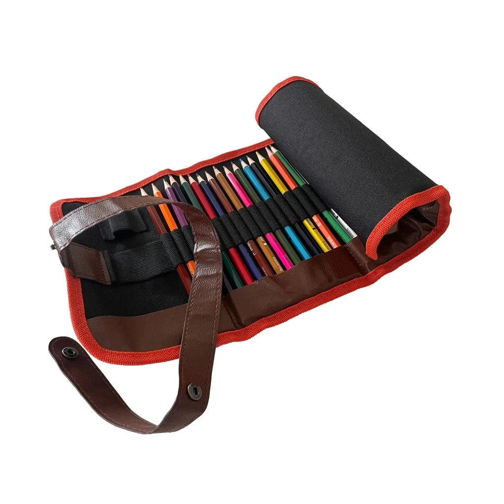 Roll Up Flat Pencil Case by Janrax – Compact Travel Pen Holder, School & Office