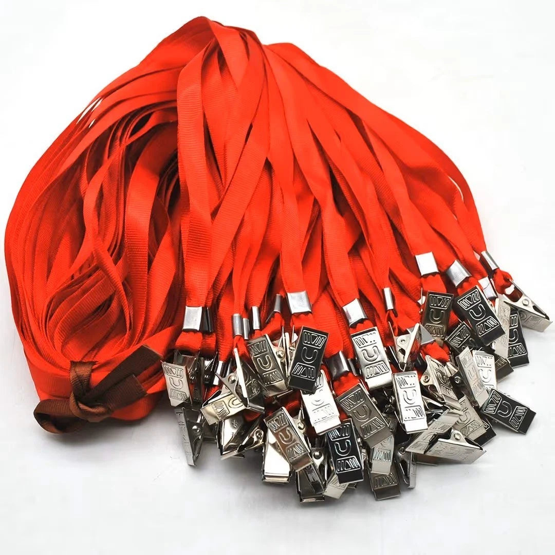 Lanyards Various Pack Sizes 34" Premium Lanyard with Badge Clips Red Pack of 10