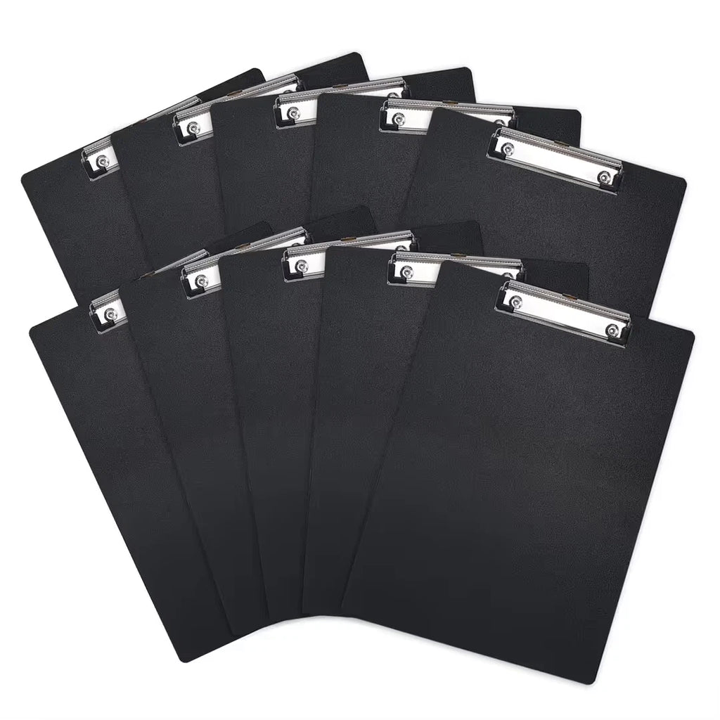 Clipboards A4 Low Profile 10 Pack PVC Single Writing Board High Quality – Black