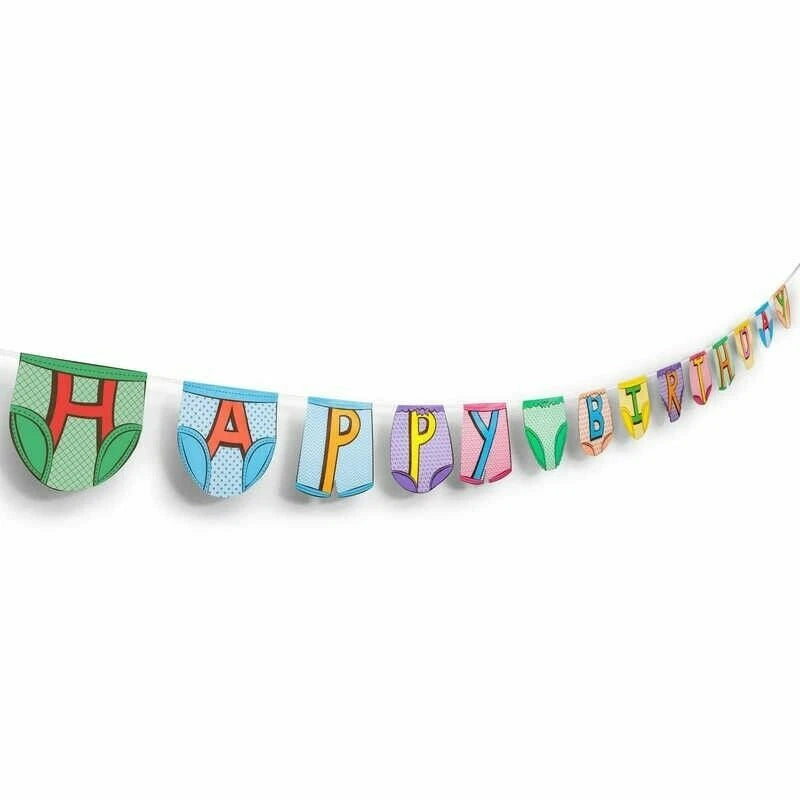 Party Pants Bunting. Happy Birthday 14 Novelty Flags 320cm Multicolours