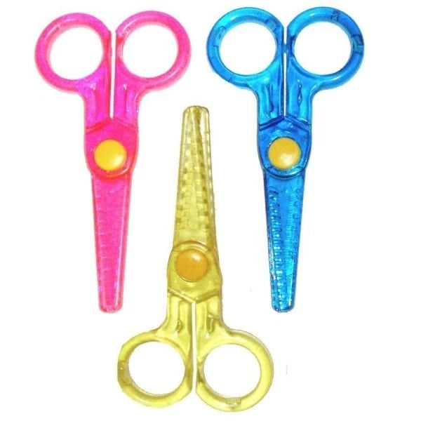Kids Paper Craft Safety Plastic Scissors Coloured Mini Stationery (Pack of 3)