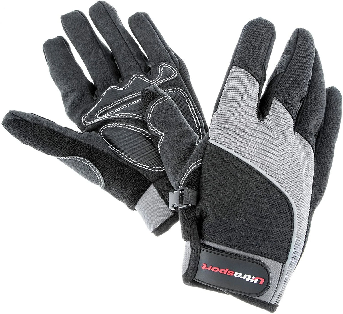 Ultrasport Race Touchscreen Cycling Gloves - Black/Grey, Large