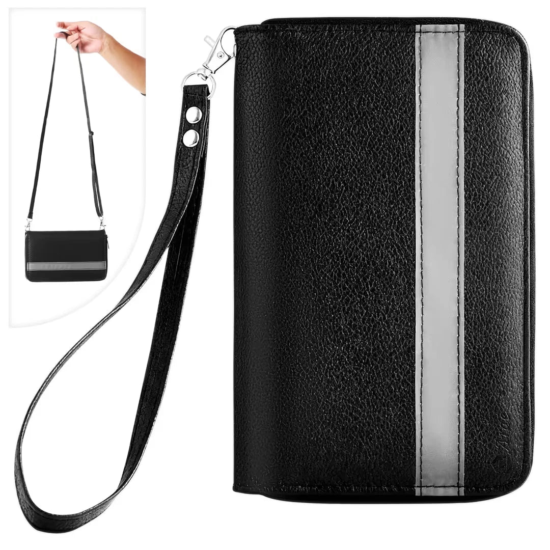 Passport Holder Travel Wallet RFID Blocking for 5 Passports with AirTag Slot BLK