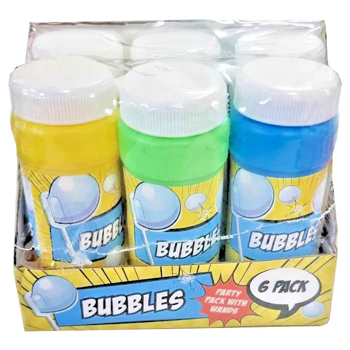 6 Pack Kids Party Bubbles with Wands.