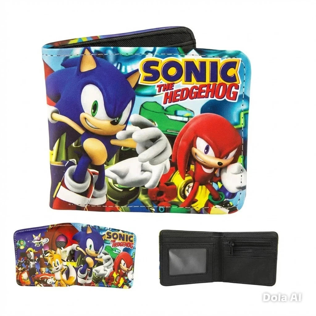 Sonic the Hedgehog Kids Cartoon Colourful PU Leather Wallet Bifold Coin Purse