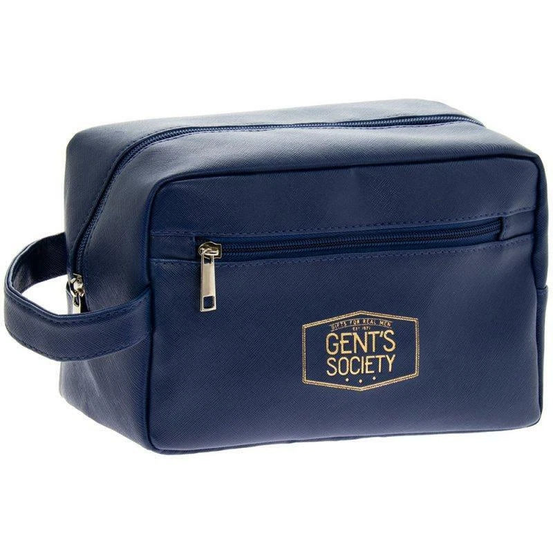 GENTS SOCIETY NAVY WASH BAG - 23 X 11 X 15CM.