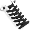 2 Pairs No Tie Elastic Shoelaces: 8mm Wide Flat Laces with Metal Buckle Black