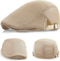 Men's Summer Flat Caps with Breathable Mesh Newsboy Hats for Golf Hiking Running