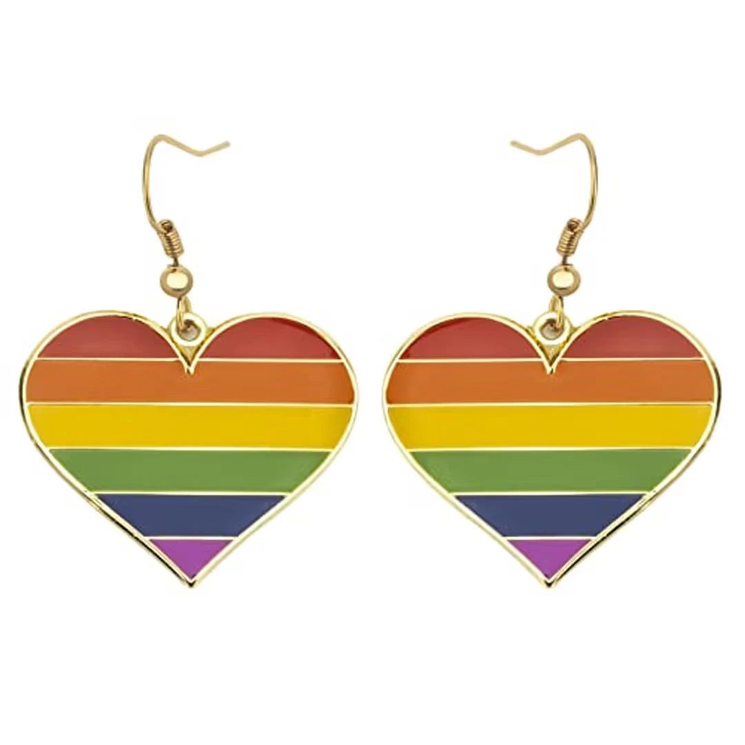 2 Heart Dangle Earrings Rainbow Pride LGBT+ – Rainbow