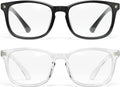 2 Pack Reading Computer Glasses Stylish Blue Light Readers 1 Black, 1 Clear. Various Strenghts.