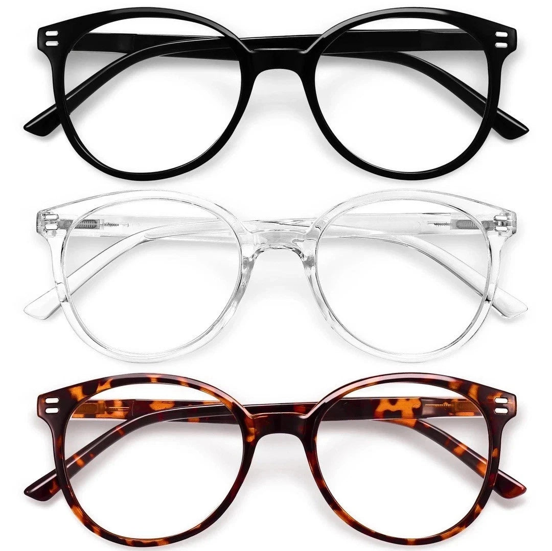 3 x Pack Reading Glasses Unisex Stylish Blue Light Readers By Giblogo +2.00 Magnification