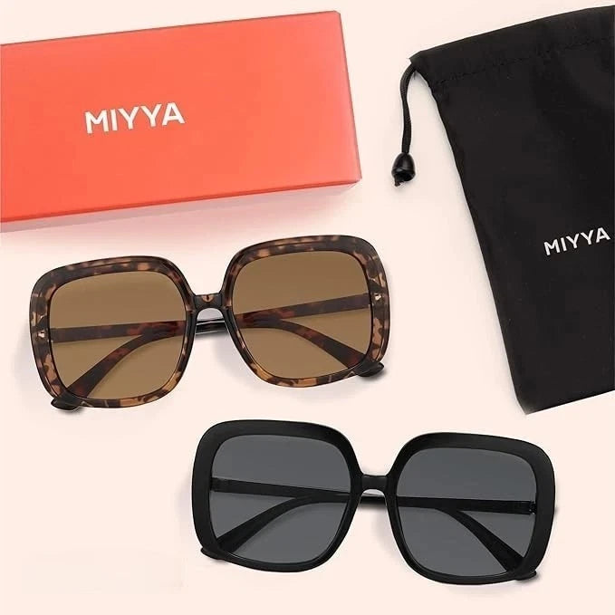 Oversized Polarized Sunglasses Women, Trendy Retro Sun Glasses. Black/ Tortoise