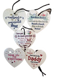 Beautiful Wooden Heart Keepsakes – 10 x 10cm – Choose Your Favourite Message