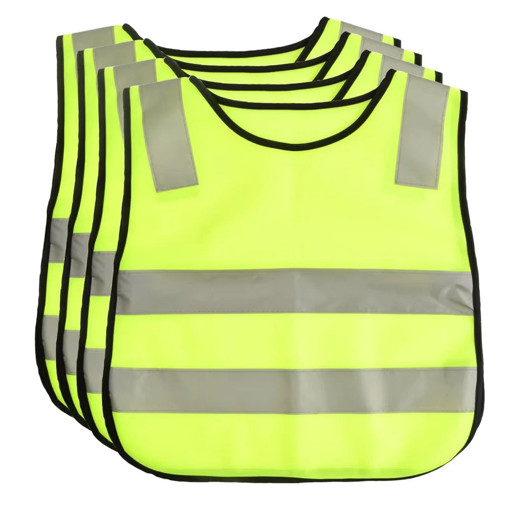 High Visibility Kids Reflective Safety Vests - Neon Yellow, Breathable 47 x 42cm