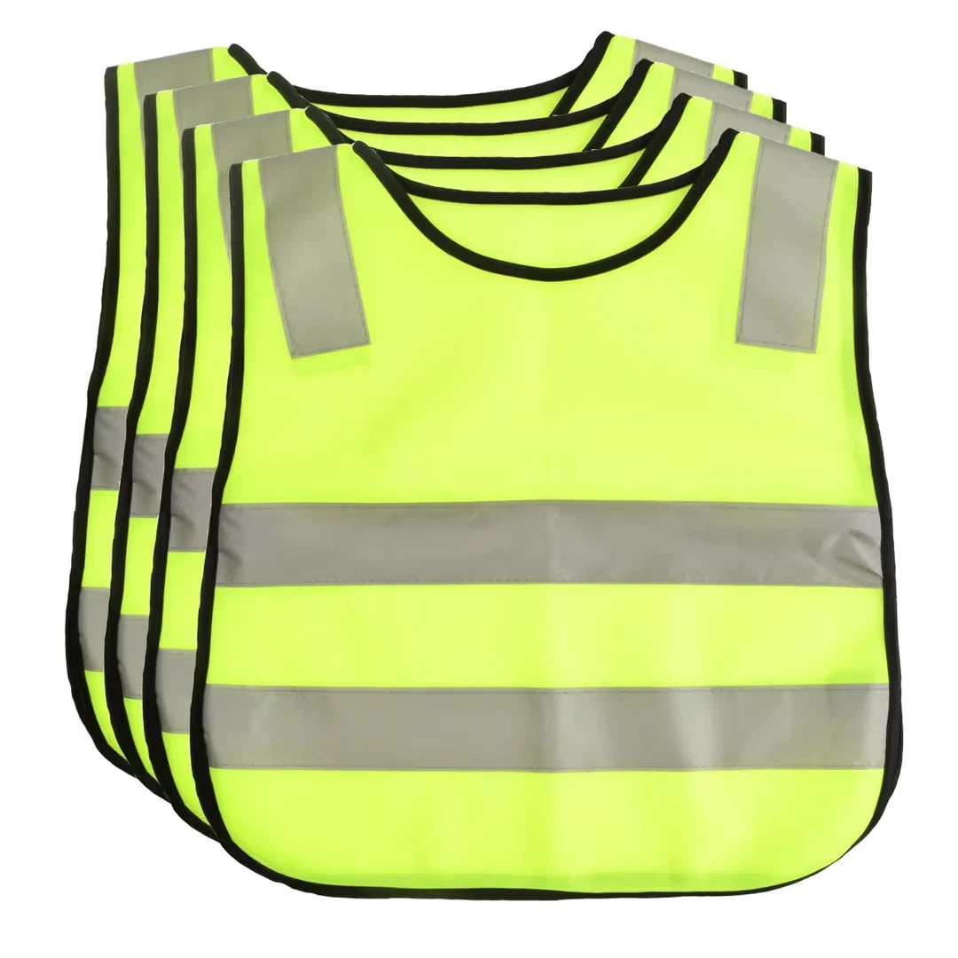High Visibility Kids Reflective Safety Vests - Neon Yellow, Breathable 47 x 42cm
