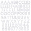 82 Pieces Embroidered Iron on Letter Patches and Numbers for Clothing. White