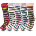 Stripe Smart Dress Socks 5 Pairs Size 6-10 Sock Size 9-11 – Multi-Colour Unisex
