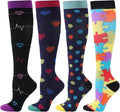 Compression Socks for Women Men 4 Pairs 15-20 mmHg Graduated Stocking Knee High Size L/XL