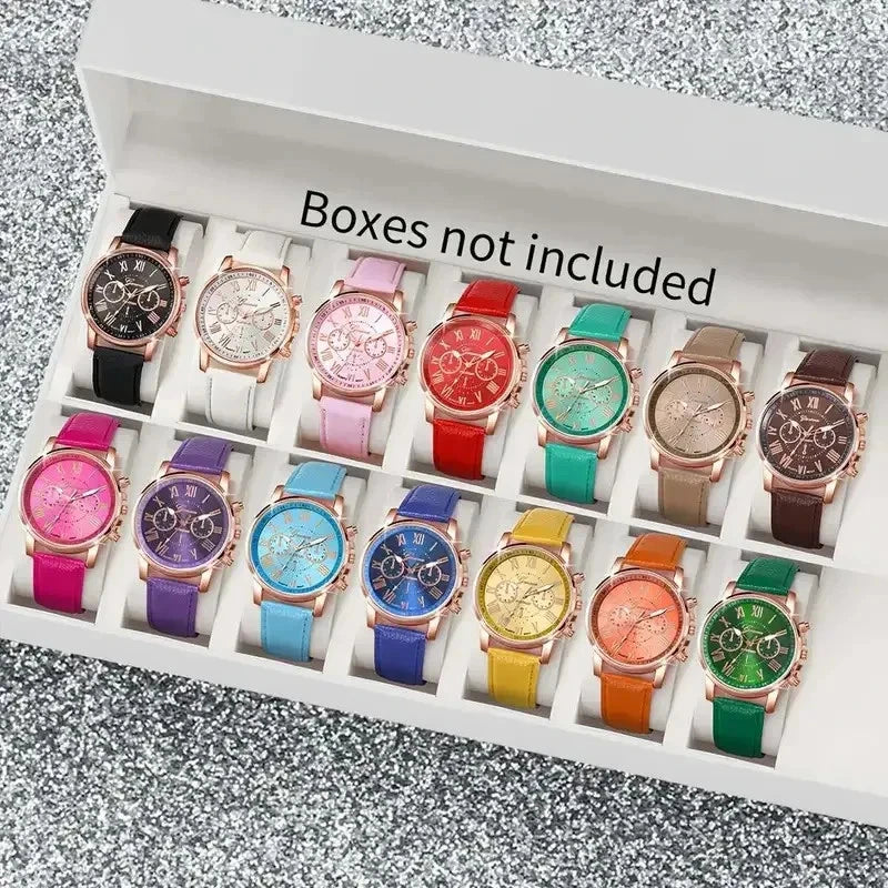 Women's Wrist Belt Watch Geneva Quartz Belt Fashion Women's Watch Rome Scale