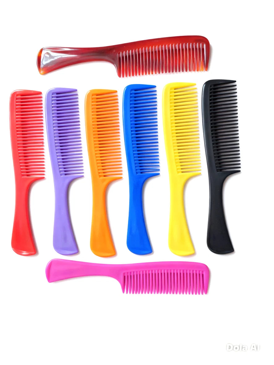 Colourful Handle Combs Hairdressing Combs for Easy Detangling Static Free 19cm