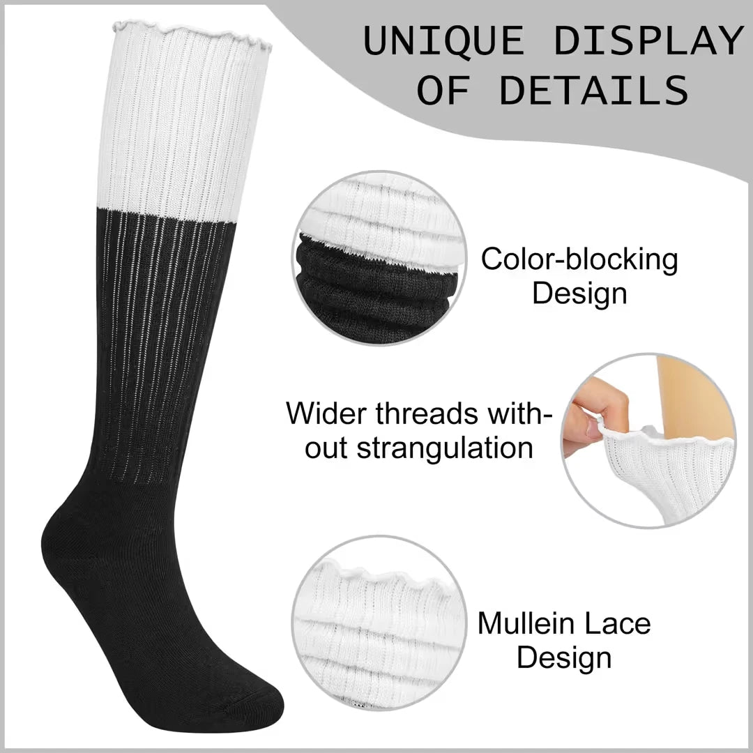 Women's Knee High Socks 3 Pairs Casual Knit Stacked – Multi-Colour