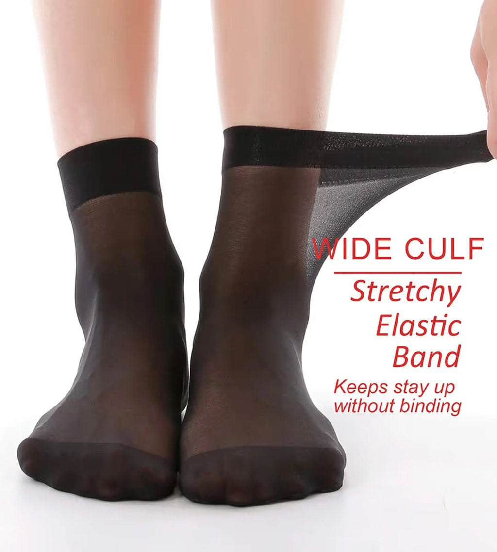 WAKUNA 12 Pairs Women's Ankle High Sheer Silky Socks -20D Nylon Reinforced Toe