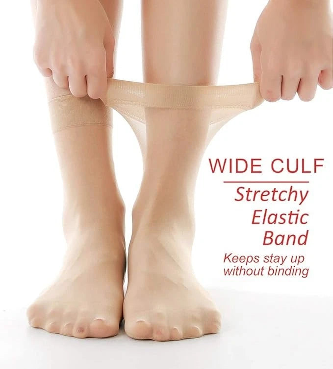 WAKUNA 12 Pairs Women's Ankle High Sheer Silky Socks -20D Nylon Reinforced Toe
