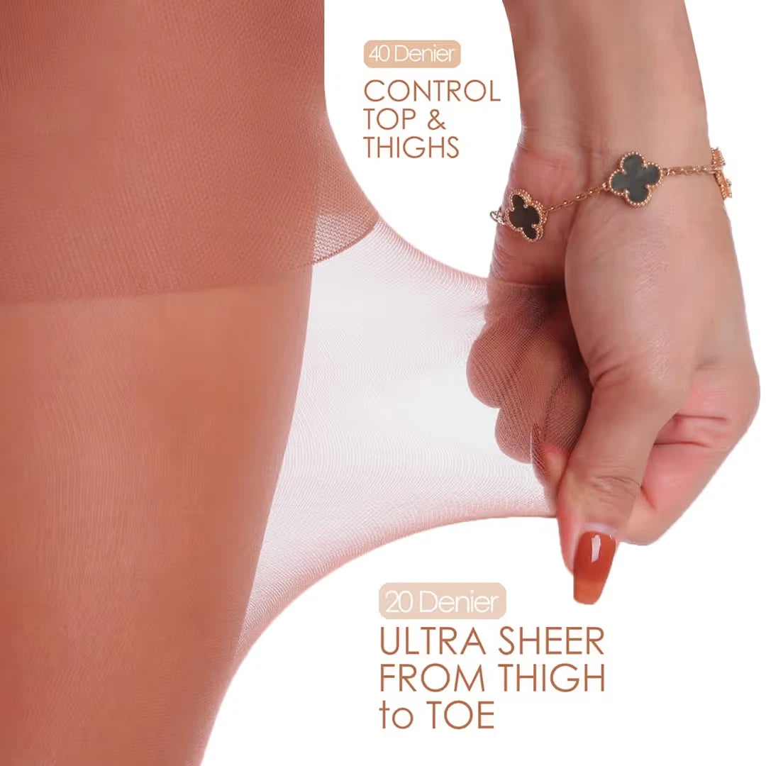 Wakuna 3 Pairs of Women's Sheer Tights Control Top Nylon Pantyhose – Coffee S