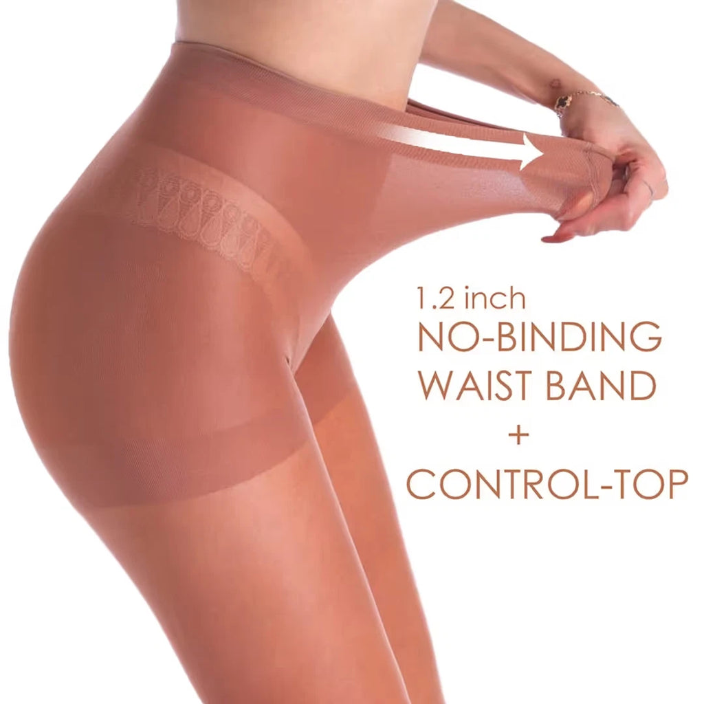 Wakuna 3 Pairs of Women's Sheer Tights Control Top Nylon Pantyhose – Coffee S