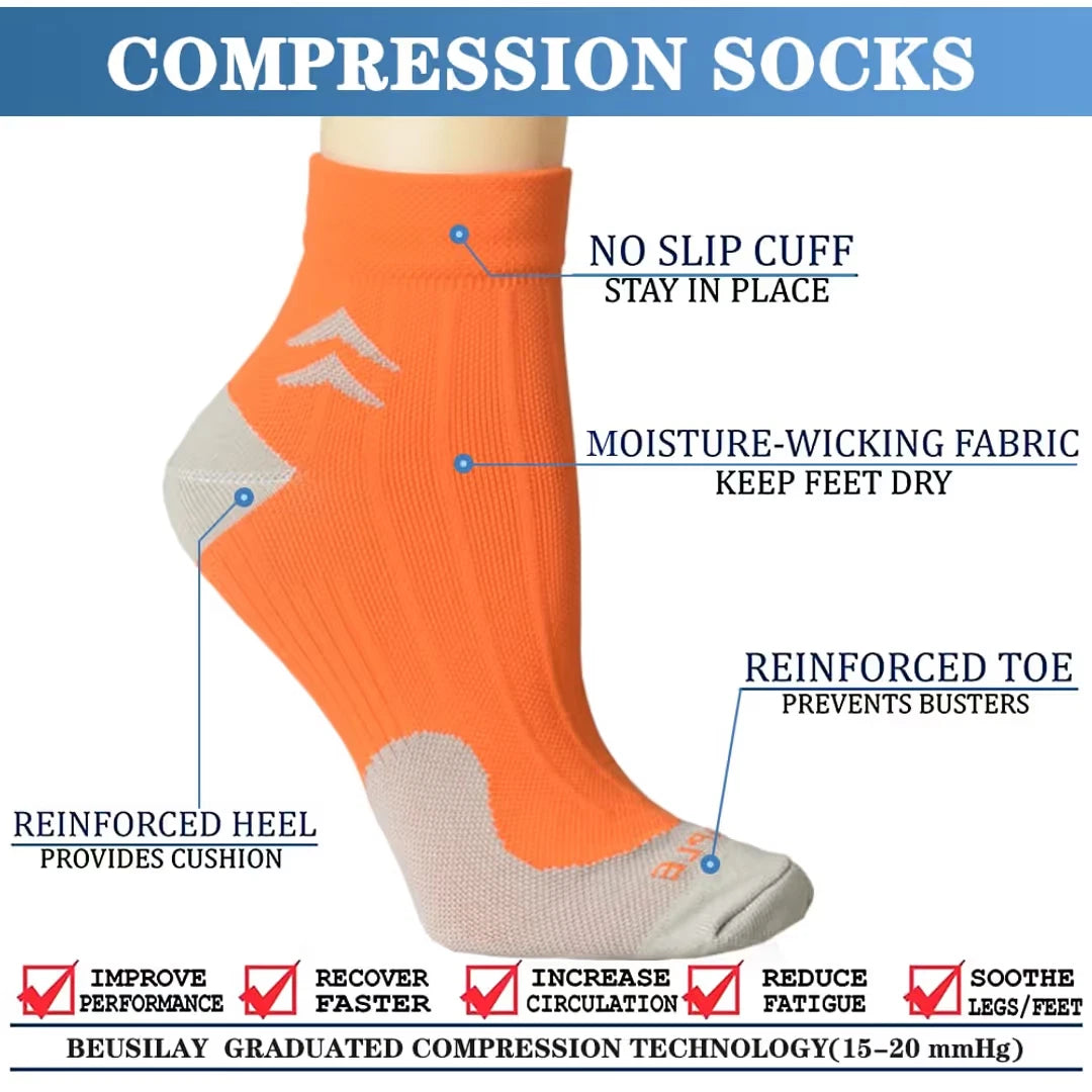 8 Pairs of Compression Socks for Plantar Fasciitis – Unisex 8-15 mmHg low L/XL