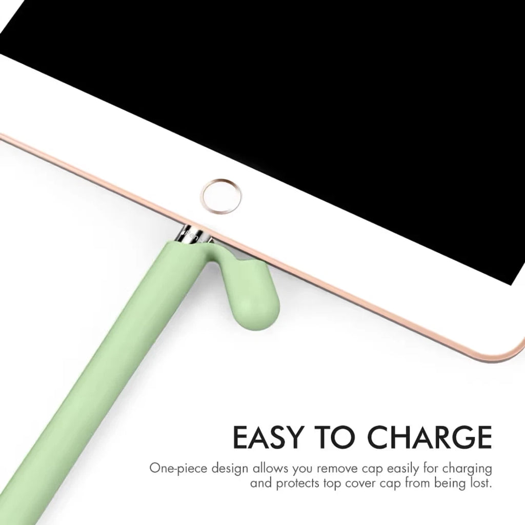 Silicone Case for Apple Pencil 1st Gen with Cable Adapter Tether Anti-Slip Green