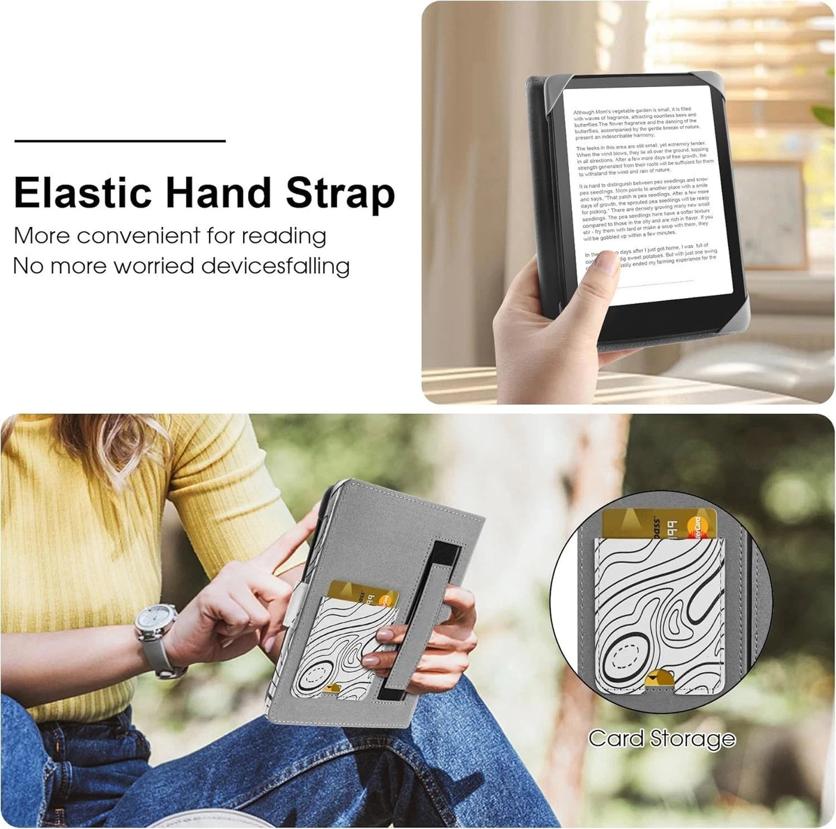Universal eReader Case 6–7in Compatible Kindle Kobo PocketBook Tolino. White
