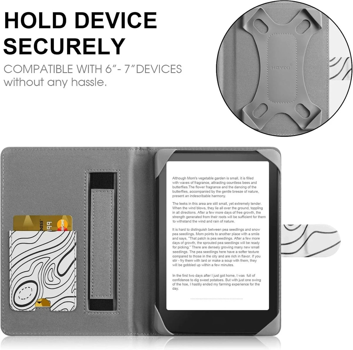 Universal eReader Case 6–7in Compatible Kindle Kobo PocketBook Tolino. White