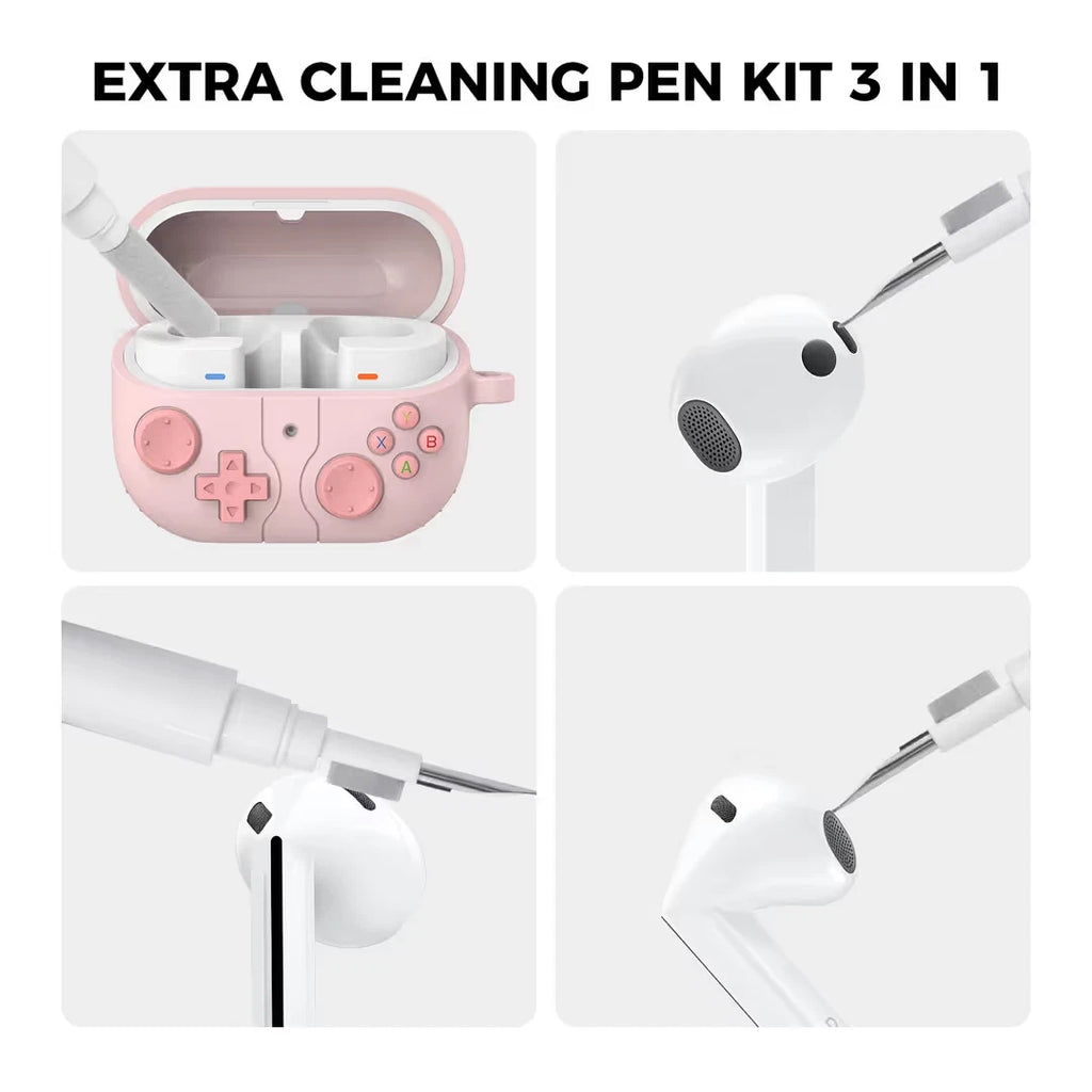 Silicone Case for Samsung Galaxy Buds3 Series Retro Game Console Design. Pink