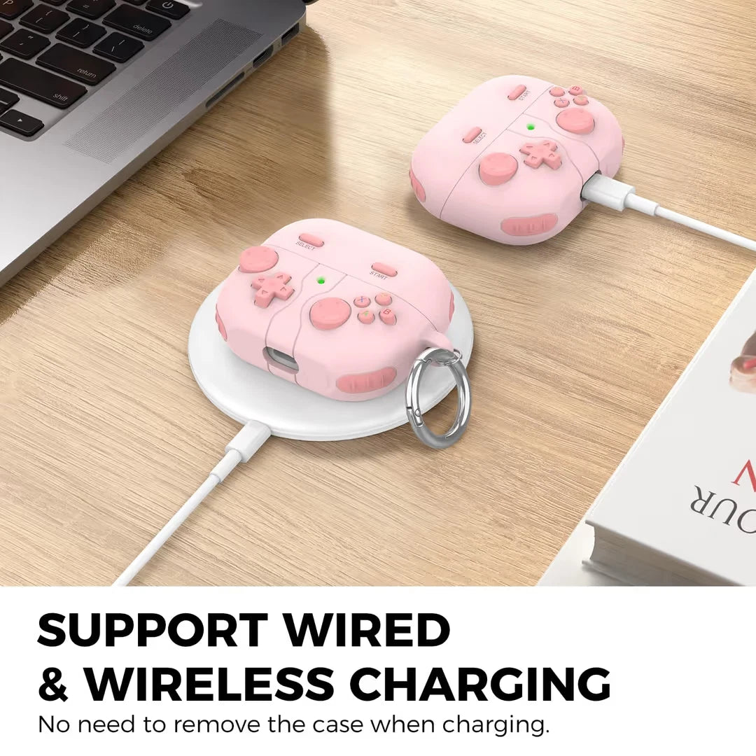 Silicone Case for Samsung Galaxy Buds3 Series Retro Game Console Design. Pink