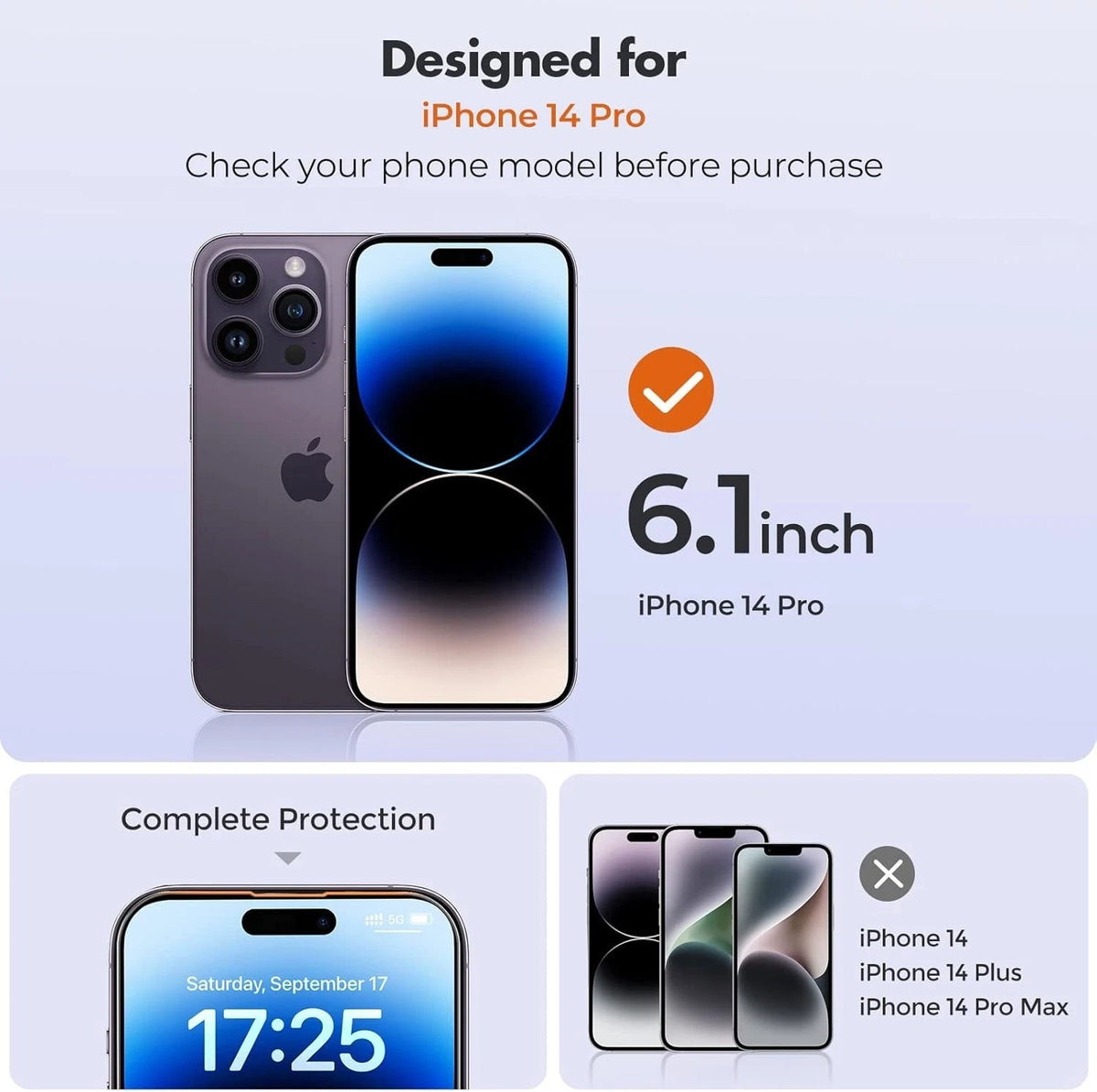 UNBREAKcable Screen Protector for iPhone 14 Pro [3-Pack], 9H Hardness Screen