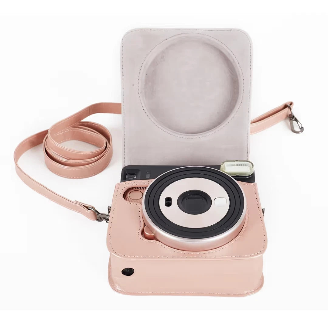 Protective Case PU Leather Camera Bag for Fujifilm Instax Square SQ6 Blush Gold