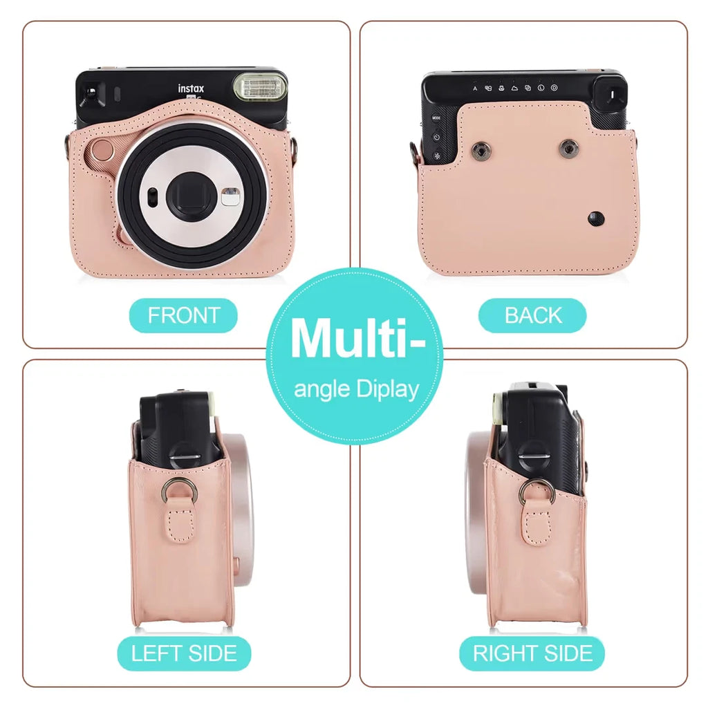Protective Case PU Leather Camera Bag for Fujifilm Instax Square SQ6 Blush Gold